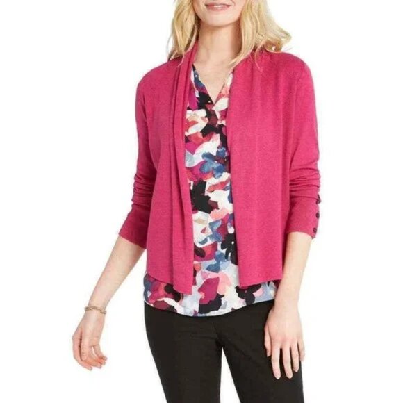 NWT Nic + Zoe Women's Open Cardigan Long Sleeve Sweater Plum Size PP $140 FF375 - Picture 1 of 5